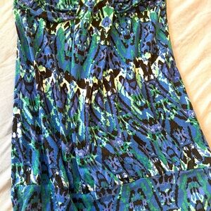 Vibrant Blue and Green Patterned Tube Top